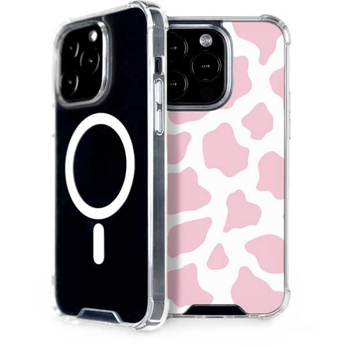 Pink Cow Print iPhone 15 Pro MagSafe Case